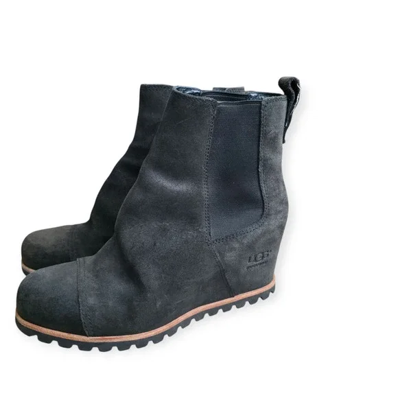 UGG Pax Waterproof Chelsea Nubuck Brown/Black Wedge Booties Women Sz 7.5 US - Picture 8 of 16